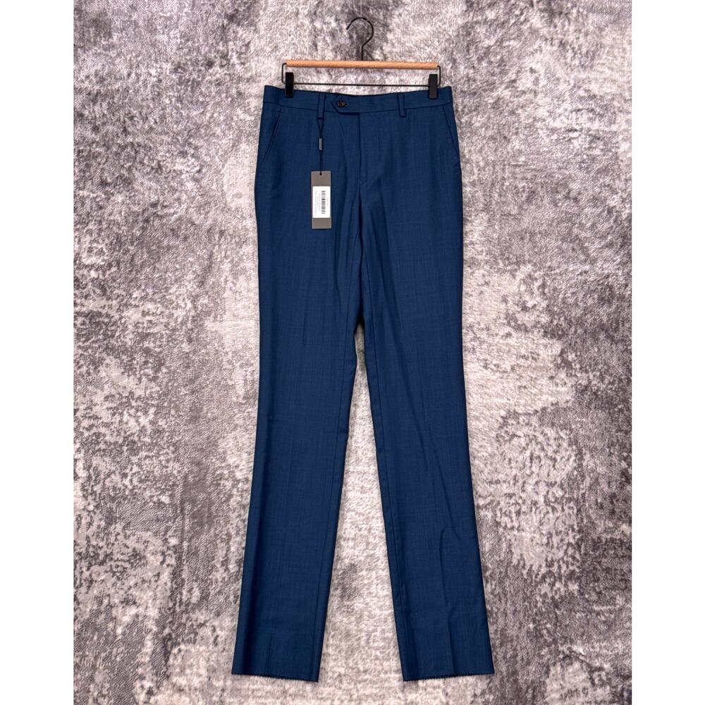 New Spier & Mackay Slim Normal Trouser Pants 30 Mens Blue Sharkskin Wool
